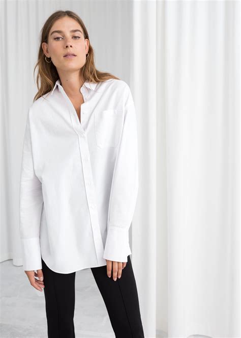 womens oversized white button up shirt